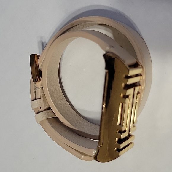 Tory Burch Gold Tan Leather Wrap Around Fitbit Bracelet/ Bangle - Picture 2 of 10
